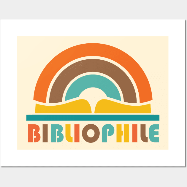 Bibliophile in retro brown, orange, turquoise, and yellow - for book lovers and bookworms everywhere Wall Art by Ofeefee